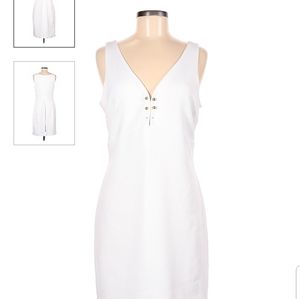 BOLD elements DRESS WITH  GOLD ACCENT.  17 inches across the chest